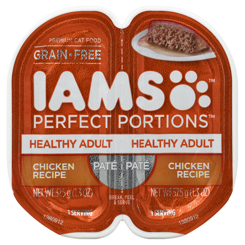 IAMS Premium Grain-Free Healthy Adult Chicken Recipe Pate Cat Food, 37.5 g, 2 ct