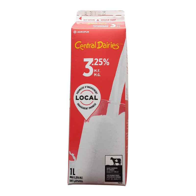 Central Dairies 3.25% Milk, 1 l