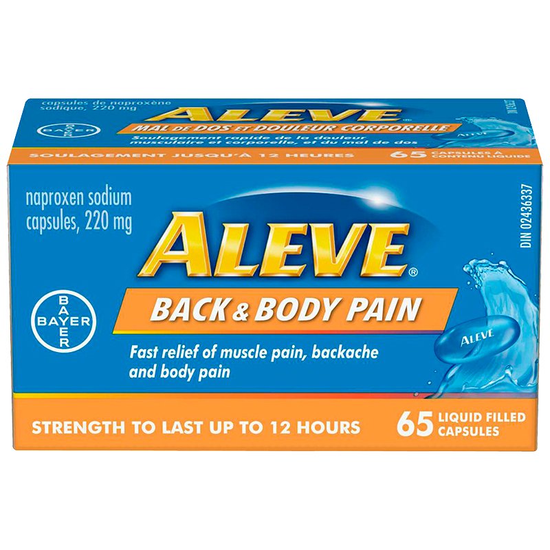 Aleve Back & Body 220 mg Pain Relief Liquid Capsules, 65 ct