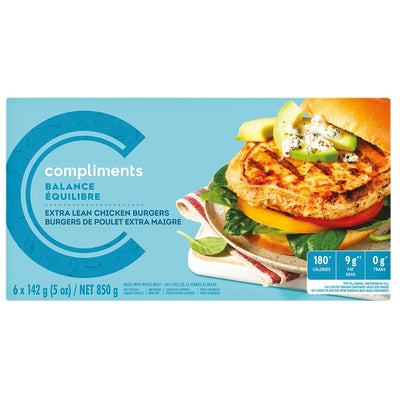 Compliments Extra Lean Chicken Burgers, 142 g, 6 ct