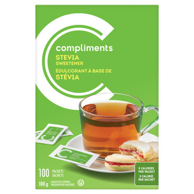 Compliments Stevia Sweetener Packets, 100 ct