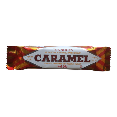 TUNNOCKS CHOCOLATE-COVERED CARAMEL WAFER, 30 g