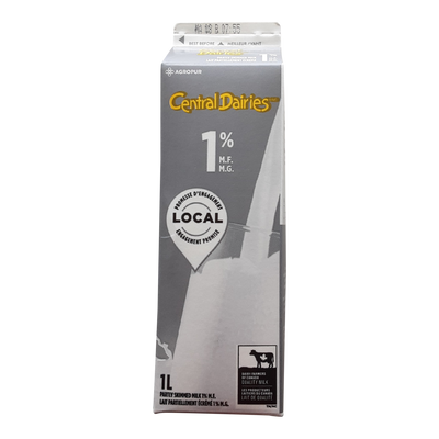 Central Dairies 1% Milk, 1 l