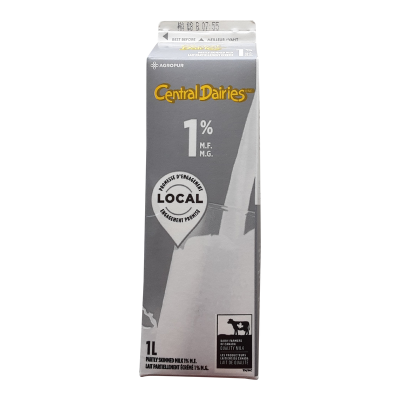 Central Dairies 1% Milk, 1 l