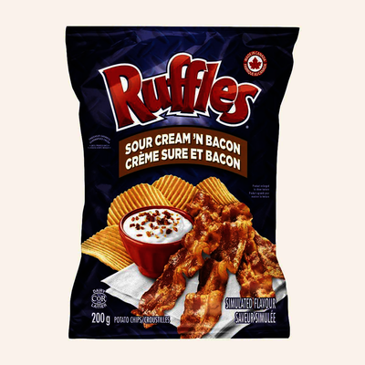 Ruffles Sour Cream'n Bacon Potato Chips, 200 g