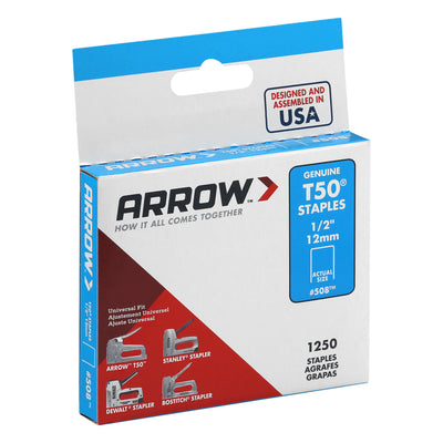 Arrow Genuine T50 12 mm Staples, 1250 staples