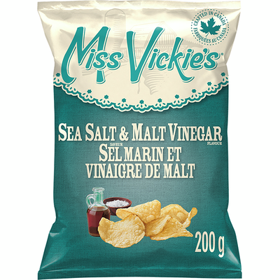 Miss Vickie's Sea Salt & Malt Vinegar Flavour Kettle Cooked Potato Chips, 200 g