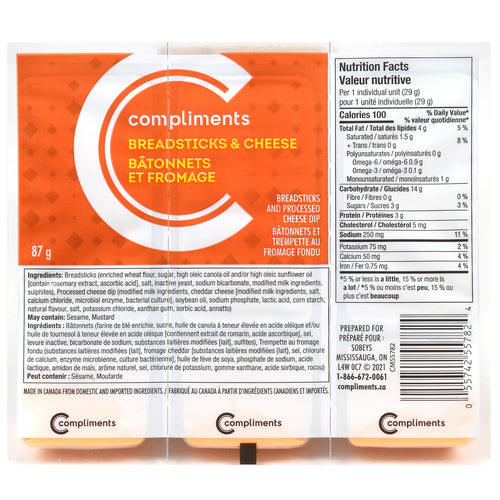 Compliments Breadsticks & Cheese, 87 g