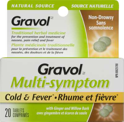 Gravol Multi-Symptom Cold & Fever Tablets, 20 ct