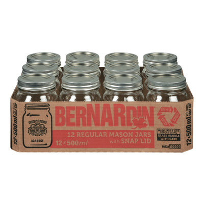 Bernardin Regular Mason Jars With Snap Lid, 12 ct