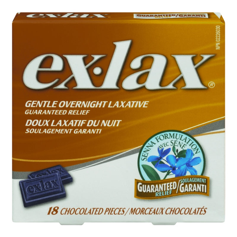 Ex-lax Gentle Overnight Laxative Chocolated Pieces, 18 ct