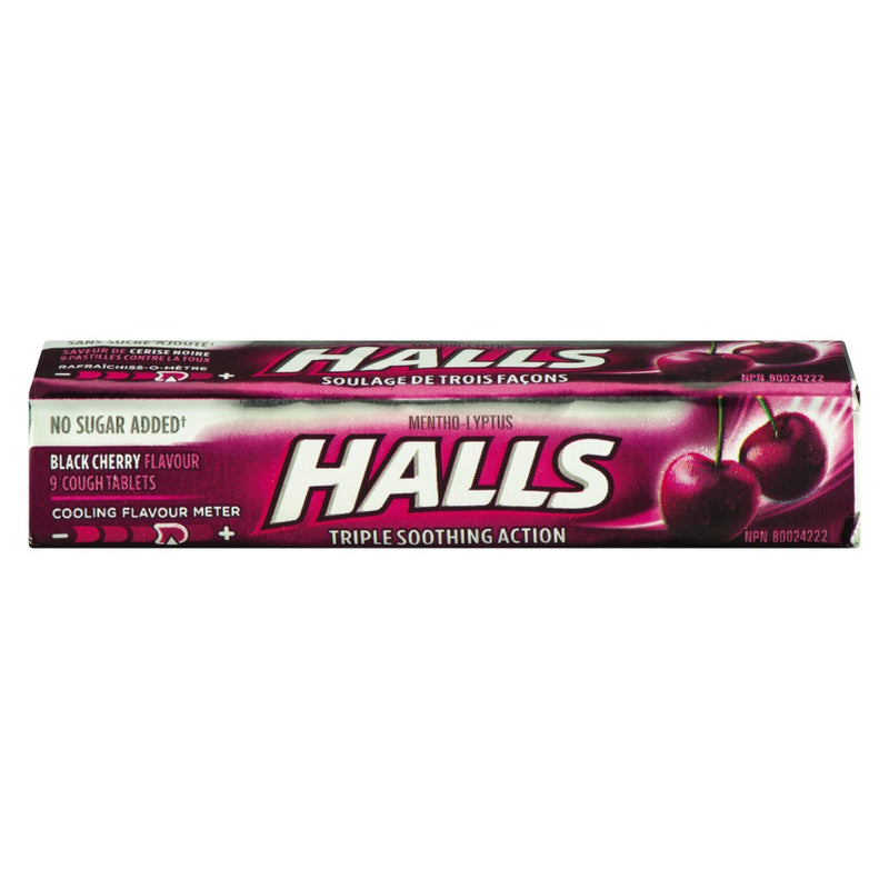 Halls Triple Soothing Action Black Cherry Flavour Cough Tablets, 9 ct
