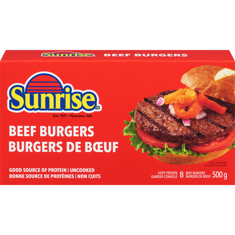 Sunrise Beef Burgers, 500 g, 8 ct