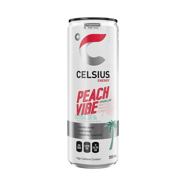Celsius Energy Sparkling Peach Vibe Energy Drink, 355 ml