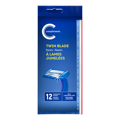 Compliments Twin Blade Razors, 12 ct