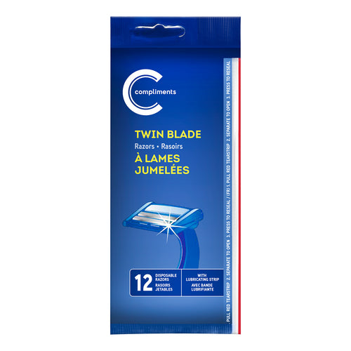 Compliments Twin Blade Razors, 12 ct