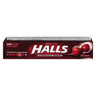 Halls Triple Soothing Action Cherry Cough Drops, 9 ct