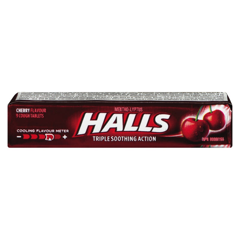 Halls Triple Soothing Action Cherry Cough Drops, 9 ct