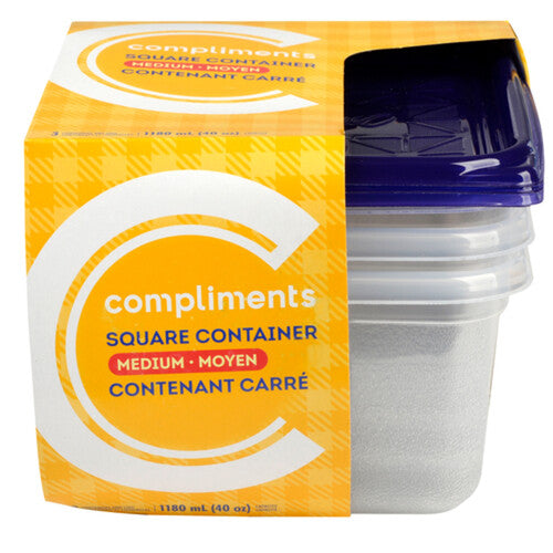Compliments Square Container Medium, 3 ct