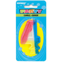 Unique Party Number 4 Birthday Candle