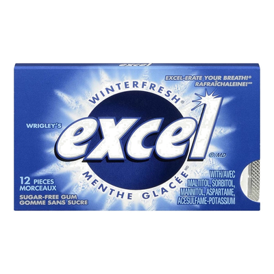 Excel Sugar-Free Winterfresh Gum, 12 pieces