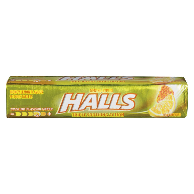 Halls Triple Soothing Action 9 Honey Lemon Flavor Cough Drops, 1 c t
