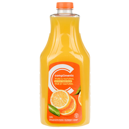 Compliments Pure & Natural No Pulp Orange Juice, 1.54 l