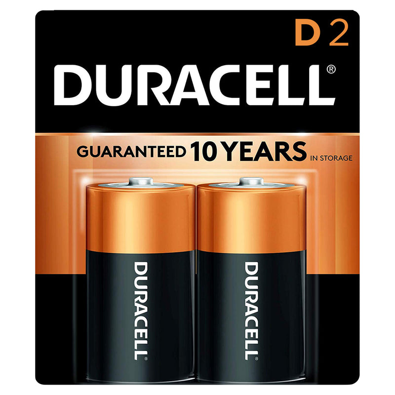 Duracell Alkaline D2 Batteries, 2 batteries