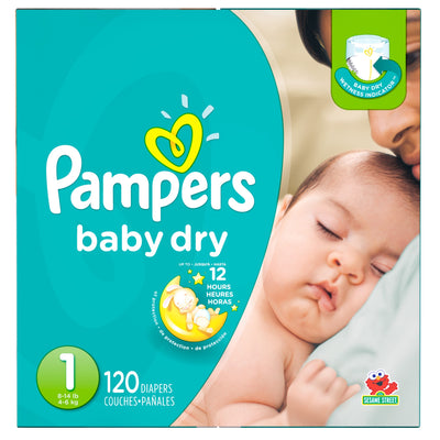 Pampers Baby Dry Size 1 Diapers, 120 ct