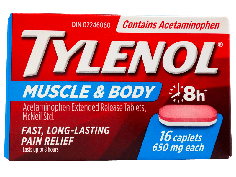 Tylenol Muscle & Body Fast Long-Lasting Pain Relief Caplets, 16 ct